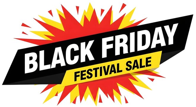 Black friday festival sale banner with explosive background, isolated on white background