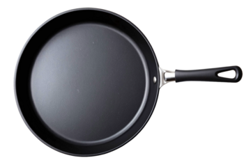 Top view of a nonstick pan, isolated, transparent background, no background. PNG.