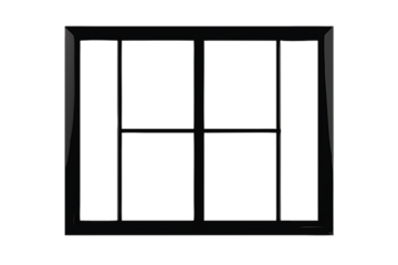 large rectangular black window isolated on white background png, ai generated