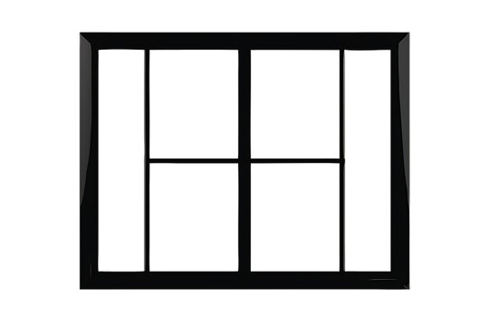 large rectangular black window isolated on white background png, ai generated