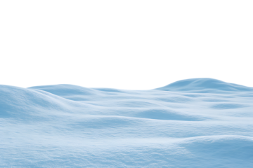 Softly drifting snow dunes with gentle undulations and shadows isolated on transparent background