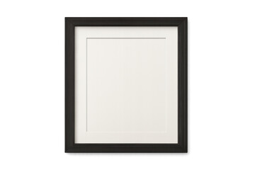 Vertical black picture frame mockup on a transparent background, featuring a white matboard for displaying custom content