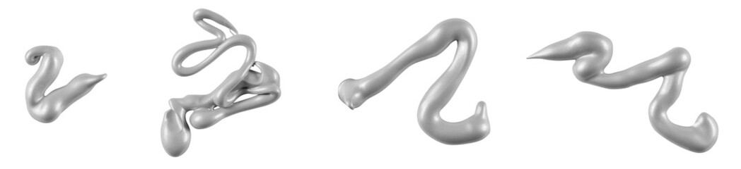 Silver Glitter Paint Squiggles Illustration Isolated