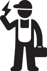 Electrician handyman vector character holding tools, symbolizing repair, wiring, and maintenance.