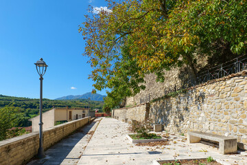 The avenue of a public park in Tufo, a village in Campania, Italy.