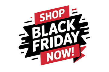 Bold black and red signage announces a "Black Friday" sale, urging immediate shopping.