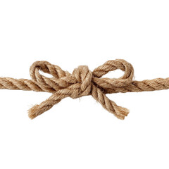 Fototapeta premium Natural beige jute rope tied in a decorative bow isolated on a solid surface