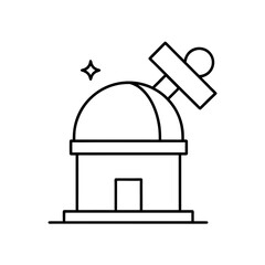 Illustration of an observatory with a telescope dome on transparent background