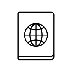 Simple passport icon with globe vector illustration on transparent background