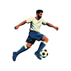 Illustration of a soccer player dribbling a ball.