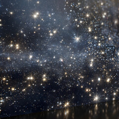 Obraz premium The Enchanting Dance of Ceestial Lights: Unveiling te Mystery of Glistening Strs in the Night Sky