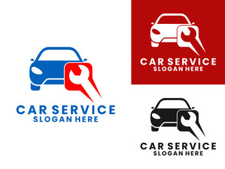 Car Repair logo icon. Auto car with square and wrench logo design vector template