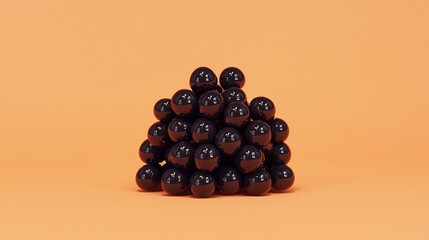 Molecular model of caffeine coffee beans on a burnt orange backdrop