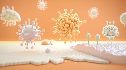 Molecular models of neurotoxins a gradient orange backdrop
