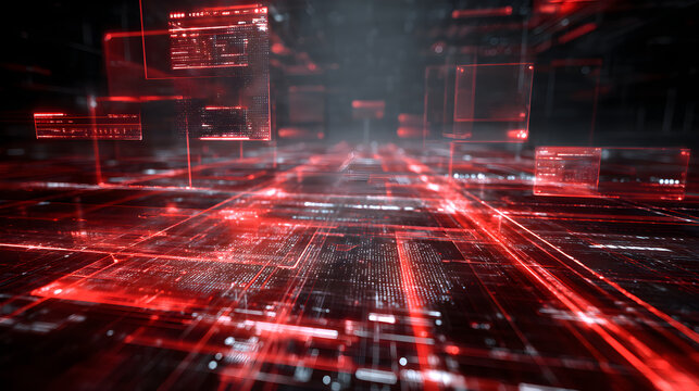 Digital data network exploring cyberspace and cybersecurity threats - Powered by Adobe