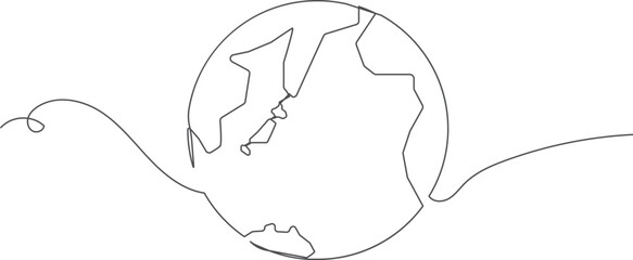 一筆書きの地球のイラスト
