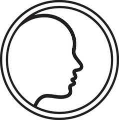 Minimalist silhouette of a human head inside a mirror