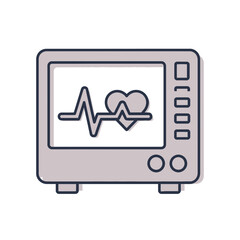 Vector illustration of a medical heart rate monitor icon showing an EKG signal on a green screen background