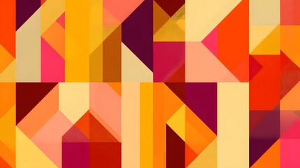 Geometric abstract pattern with warm colors and overlapping shapes.