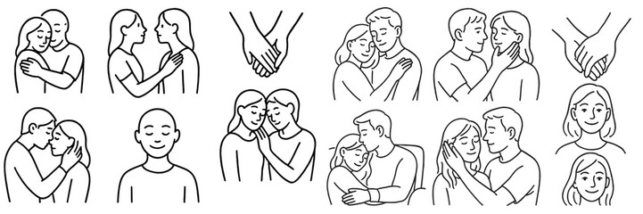 Set of hand-drawn couple illustrations