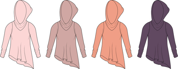 Stylish Hoodie Designs in Various Colors Fashion Apparel Illustration Concepts