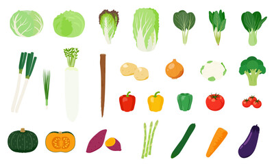 野菜の主線無しイラストセット