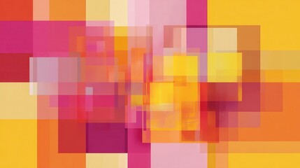 Abstract geometric composition with overlapping shapes in warm color palette.
