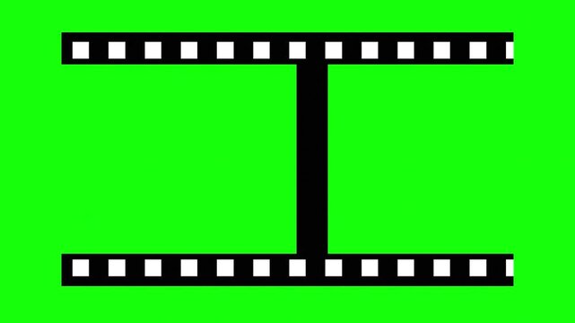 Film Strip Frame on Green Screen, Vintage Movie Border, Chroma Key Overlay

