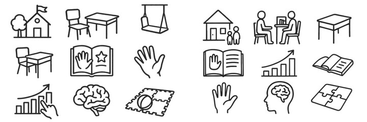 Obraz premium Collection of education and learning icon illustrations