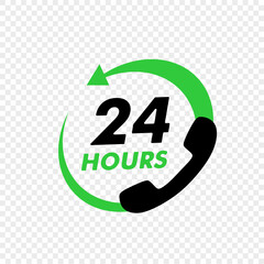 24 hours icon – nonstop service and customer support symbol for business and delivery design