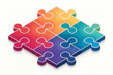 Four interlocking gradient puzzle pieces forming a square shape with a white background