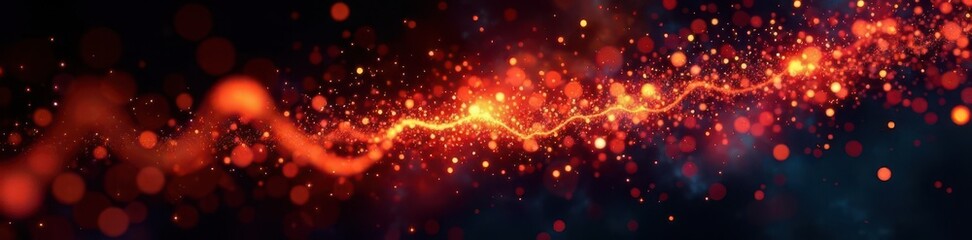 Obraz premium Intense fiery particles burst against black, abstract generative art , light, texture, light effect