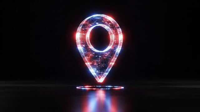 宙に浮かぶホログラフィックの位置アイコン