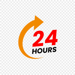 24 hours icon – nonstop service and customer support symbol for business and delivery design
