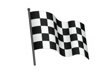 Checkered flag indicating finish line, racing victory, speed, competition, and success on transparent background