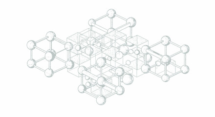 Abstract molecular structure Wireframe style Interconnected spheres and lines Scientific concept