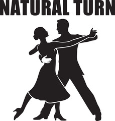 Natural Turn Ballroom Dance Silhouette Illustrates Elegant Couple in Movement