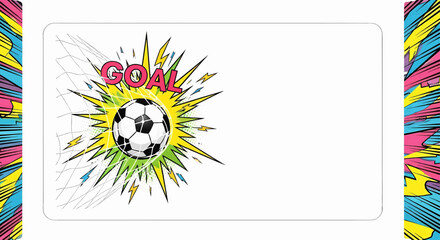 Soccer goal sport illustration in pop art comic style. A dynamic vector background for a tournament poster