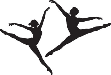 Silhouette Ballet Dancers Dynamic Pose Graceful Artistic Performance