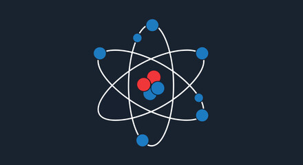 Atom Model Simple depiction of atomic structure with electrons orbiting nucleus science concept