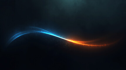 Abstract glowing wave design with smooth transition from blue to orange on dark background
