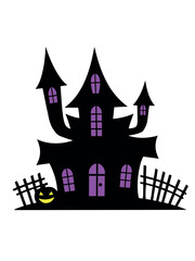 Halloween Haunted House Shadow Silhouette Vector Illustration
