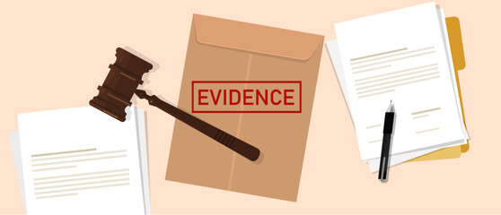 Evidence stamped in brown envelope concept of proof in law justice court