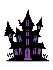 Halloween Haunted House Shadow Silhouette Vector Illustration
