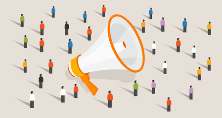 mass marketing communication to group of people loudspeaker public advertisement announcement
