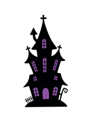 Halloween Haunted House Shadow Silhouette Vector Illustration
