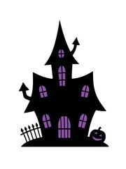 Halloween Haunted House Shadow Silhouette Vector Illustration
