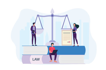 Fototapeta premium Legal System, Justice, and Equality: Flat Vector Concept
