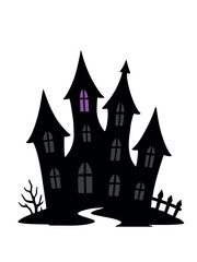 Halloween Haunted House Shadow Silhouette Vector Illustration
