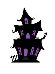 Halloween Haunted House Shadow Silhouette Vector Illustration
